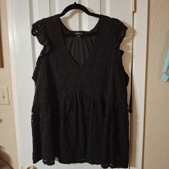 Stretch V Neck Ruffle Babydoll - Picture 3 of 5